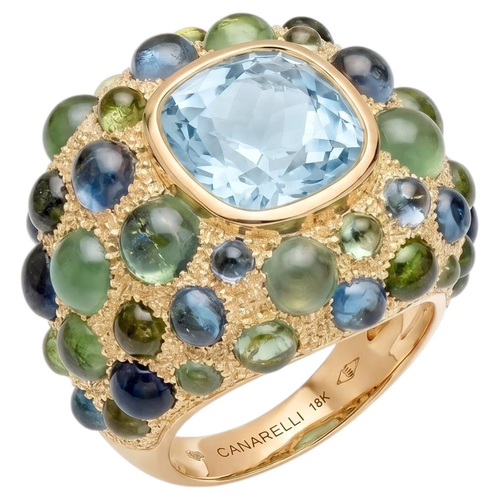Perle de Pluie Aquamarine Ring in 18k Gold & Gemstones by MARIANNE CANARELLI