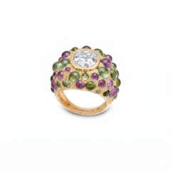 Perle de Pluie Diamond Ring in 18k Yellow Gold & Gemstones by MARIANNE CANARELLI