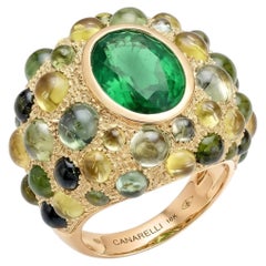 Perle de Pluie Emerald Ring in 18k Gold and Gemstones by MARIANNE CANARELLI
