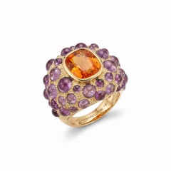 Perle de Pluie Orange Sapphire Ring in Gold & Tourmalines by MARIANNE CANARELLI