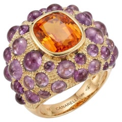 Perle de Pluie Orange Sapphire Ring in Gold & Tourmalines by MARIANNE CANARELLI
