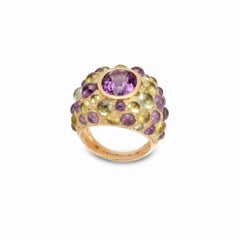 Perle de Pluie Pink Spinel Ring in 18k Gold with Gemstones by MARIANNE CANARELLI