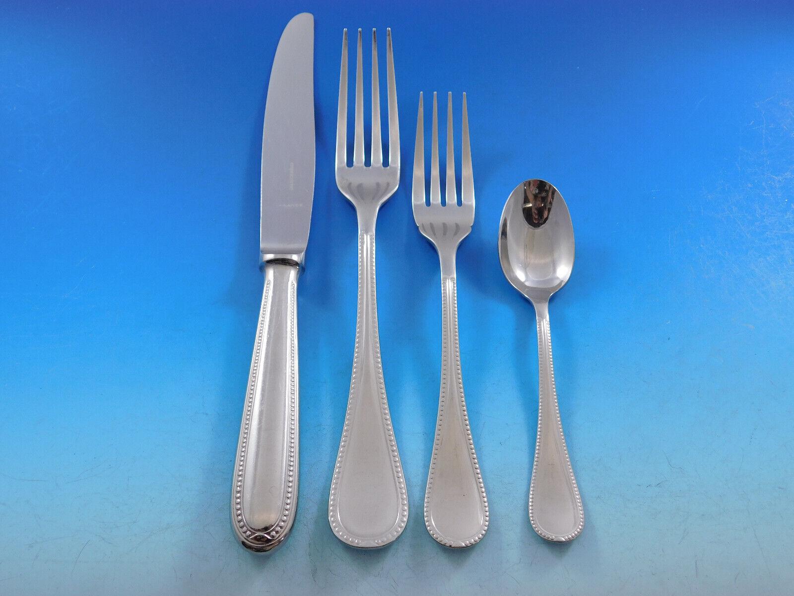 Perles by Christofle France Stainless Steel Flatware Service Set 109 Pcs Dinner In Excellent Condition In Big Bend, WI
