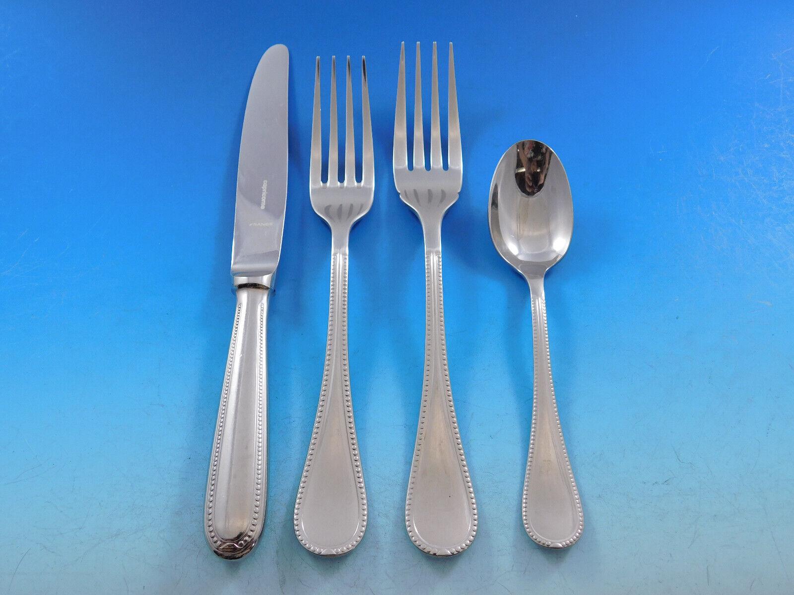 20th Century Perles by Christofle France Stainless Steel Flatware Service Set 109 Pcs Dinner
