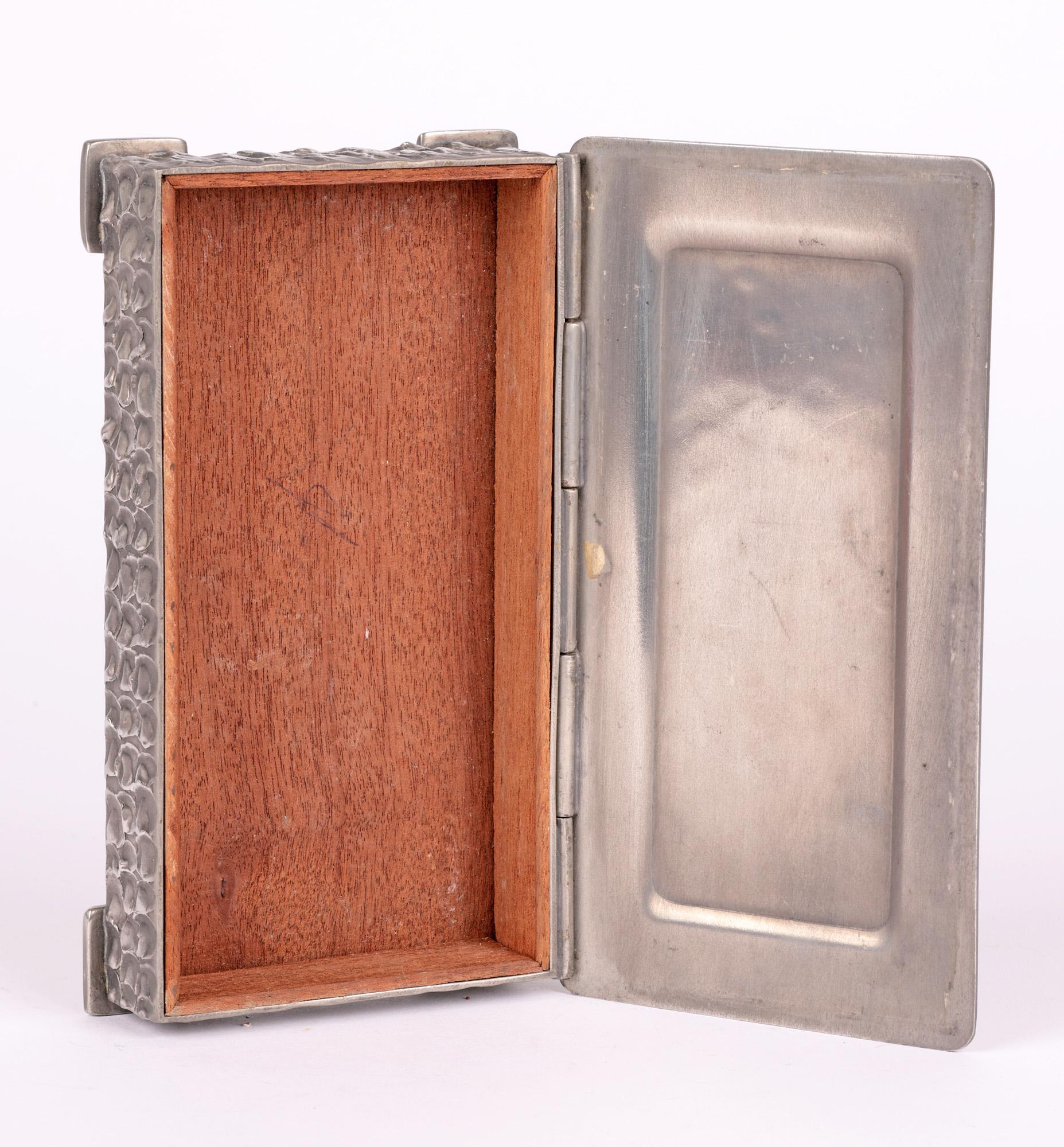 Mid-20th Century Perletinn Norwegian Art Deco Brutalist Pewter Cigar Box For Sale