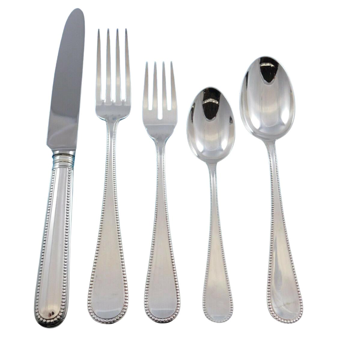 Perlinato by Fina Italy Sterling Silver Flatware Set Service 30 pieces Perles Dn