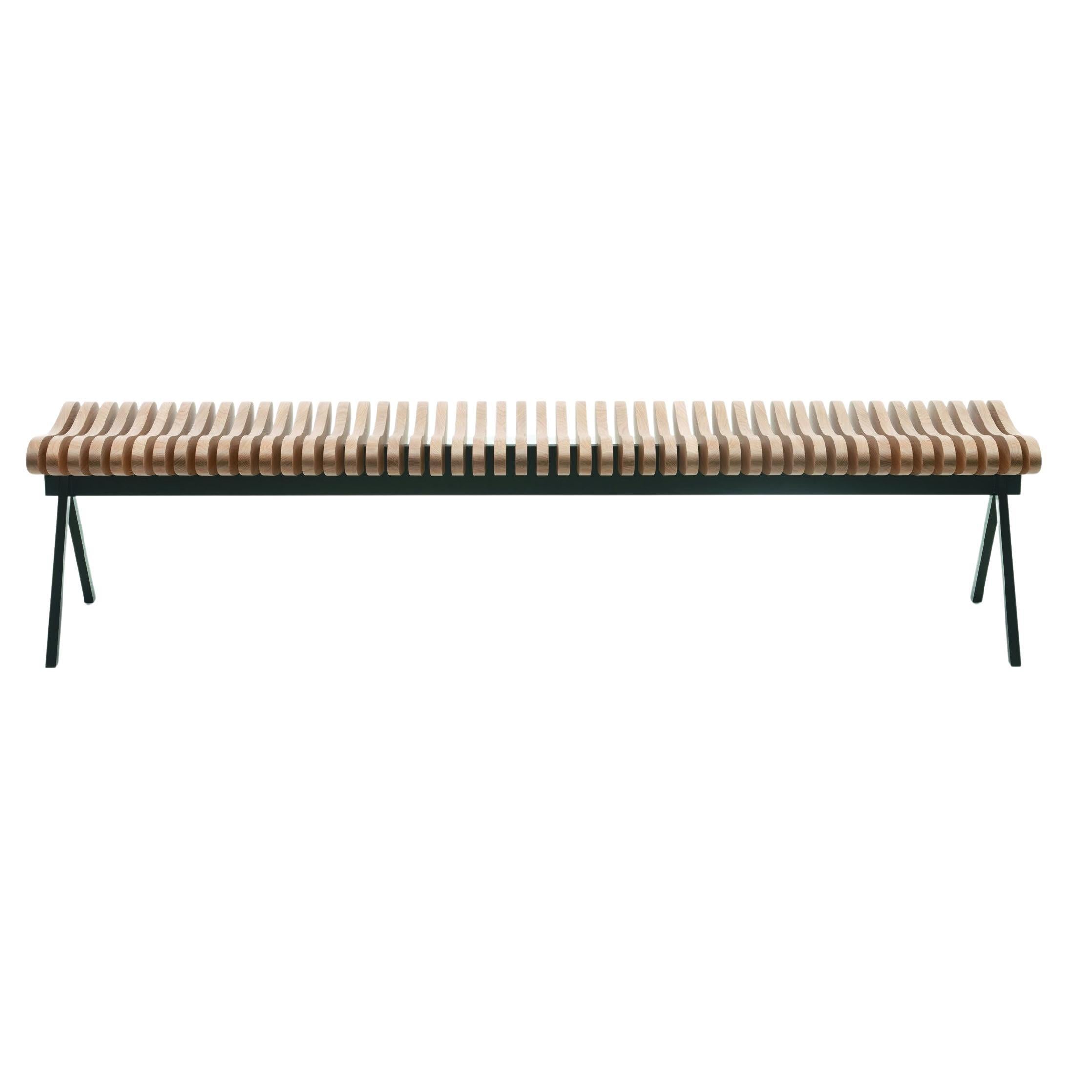 Perlude Oak Bench Small by Caroline Voet For Sale