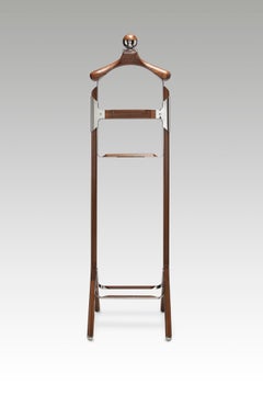 Permanent Style Valet Stand by Honorific in Stainless Steel and Black Walnut