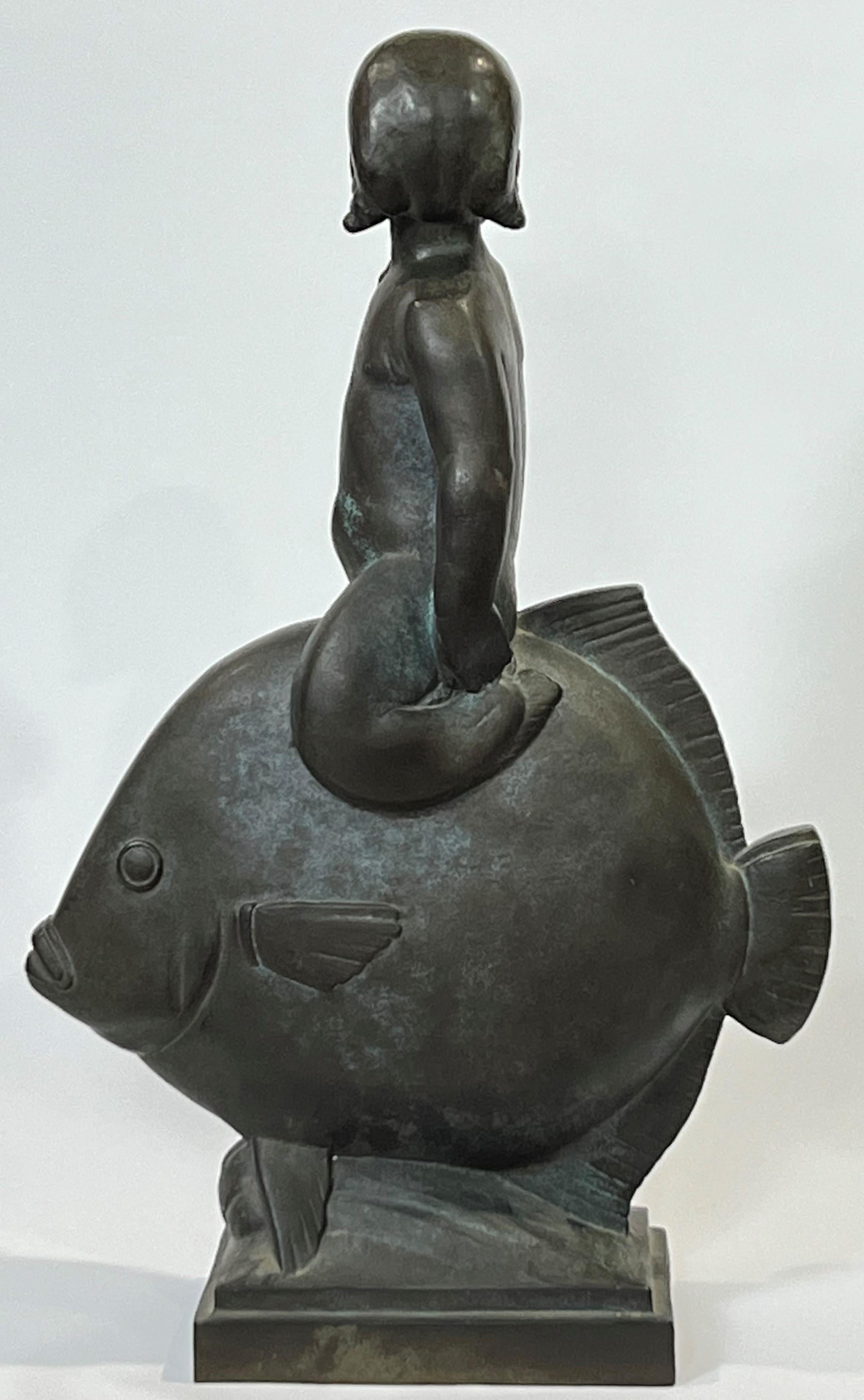 Art Deco Perna Krick Young Siren Bronze Figure 1937 Exhibition History Whitney Pafa