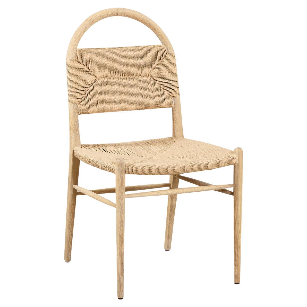 "Pernelle" Rush Weave and French Oak Dining Side Chair by Christiane Lemieux For Sale