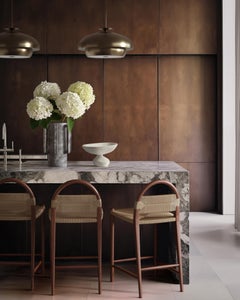 "Pernelle" Rush Weave and Walnut Counter Height Stool by Christiane Lemieux