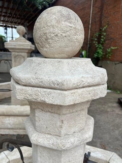 Pernes French Limestone 4-Spout Center Fountain with Shaped Basin Walls