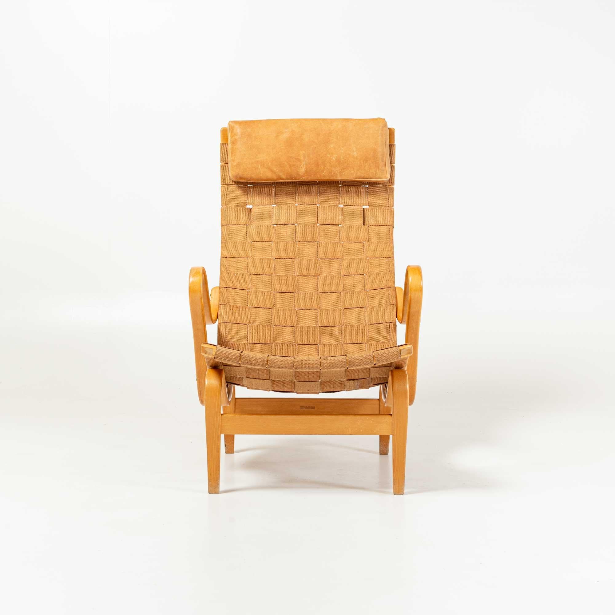 A visionary in his time, Mathsson was along side Aalto and other makers who try to push the boundary of material and design, by leaning into bent wood to express forms and function. This is a well preserved iconic Pernilla high back (1944) chair in