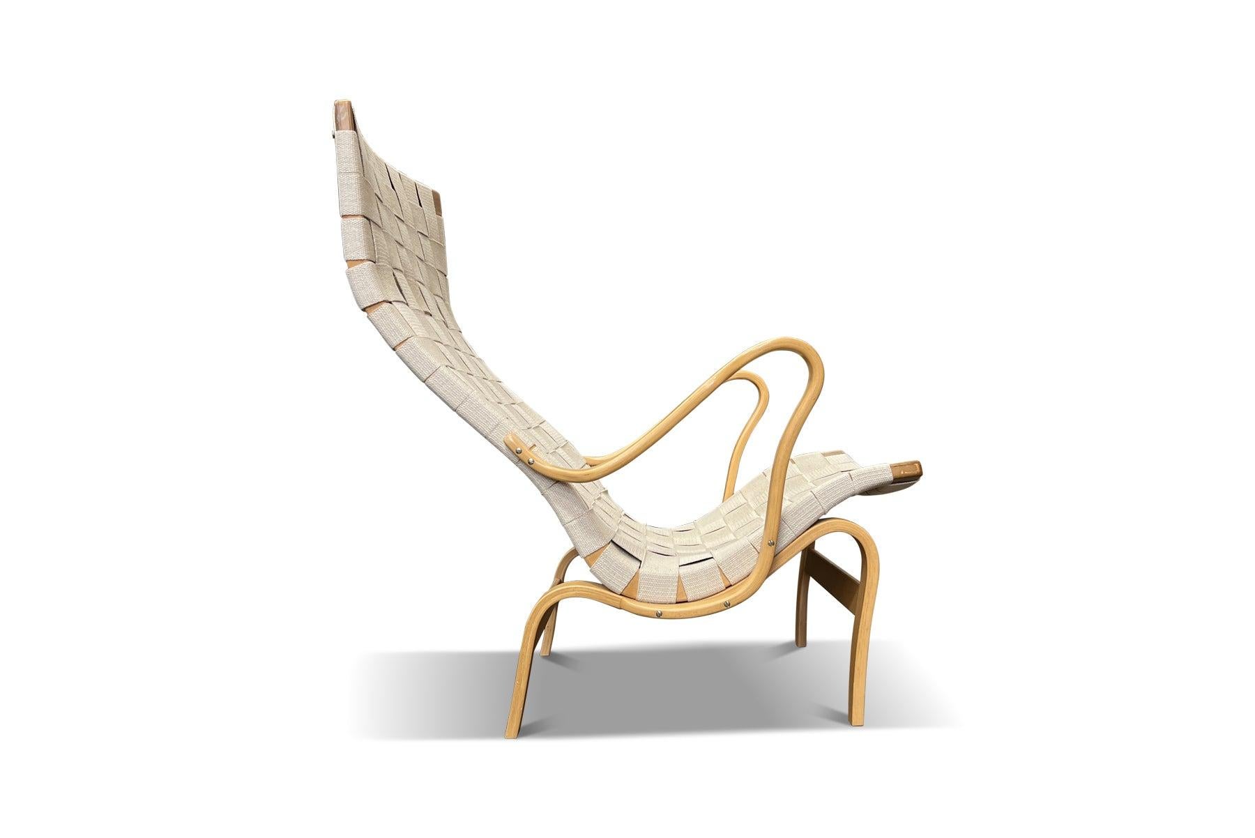 Swedish Pernilla Highback Lounge Chair in Beech by Bruno Mathsson
