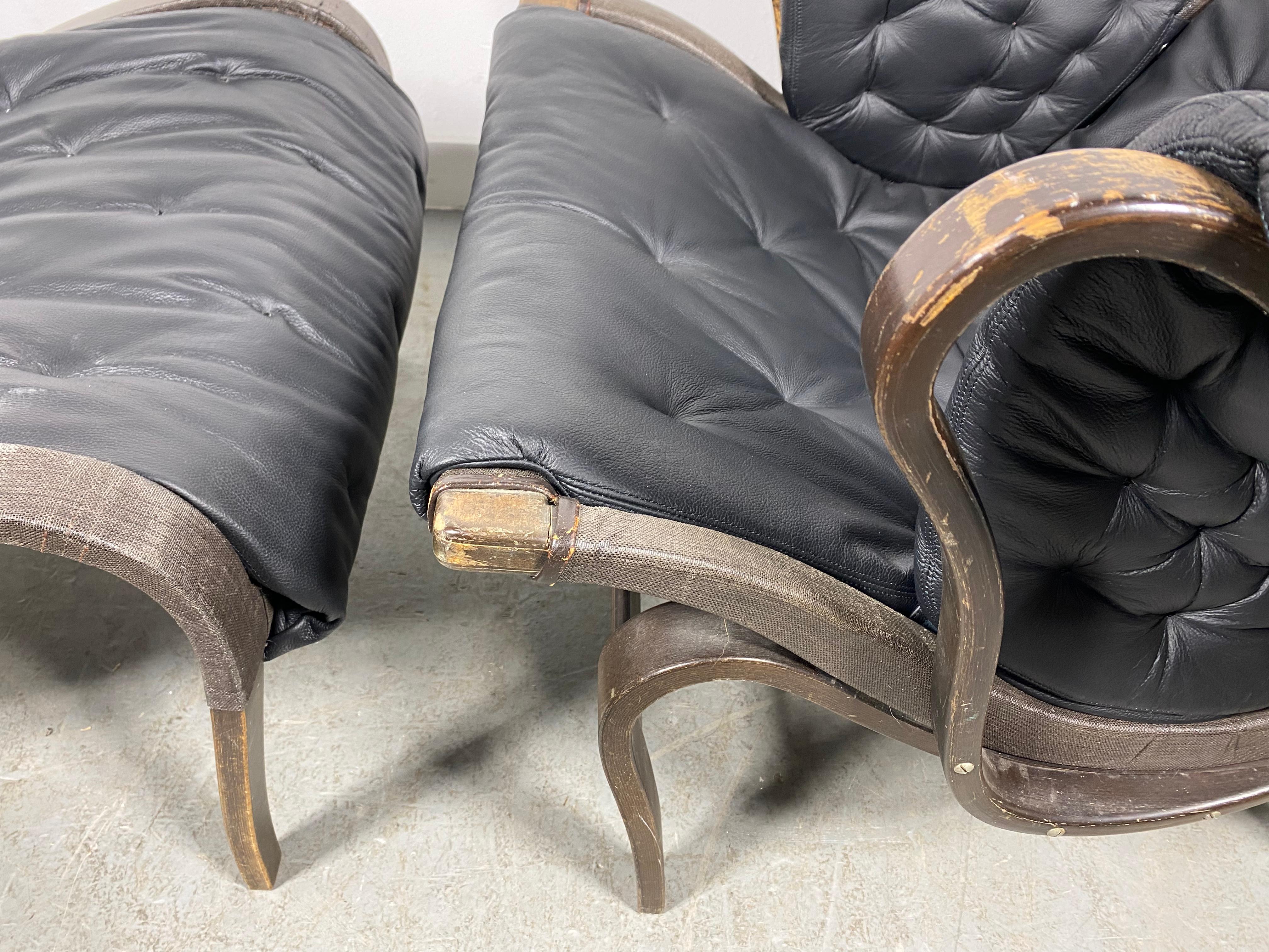 Pernilla Leather Lounge Chair and Ottoman by Bruno Mathsson for DUX For Sale 4