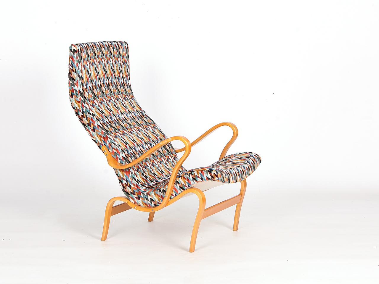 Scandinavian Modern Pernilla Lounge Arm Chair by Bruno Mathsson for Dux , Sw. 1970s with Foot Stool For Sale