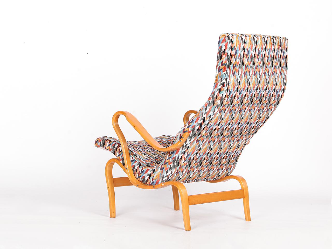 Fabric Pernilla Lounge Arm Chair by Bruno Mathsson for Dux , Sweden 1970s For Sale