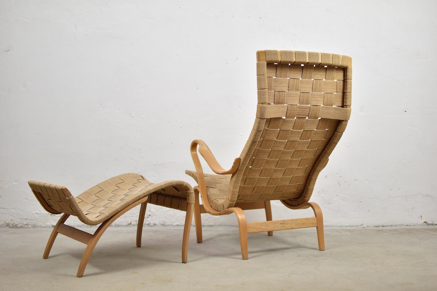 Scandinavian Modern ‘Pernilla’ lounge chair by Bruno Mathsson for Karl Mathsson, Sweden 1950’s