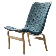 Pernilla Lounge Chair in Charcoal Colored Webbing by Bruno Mathsson Made 1964