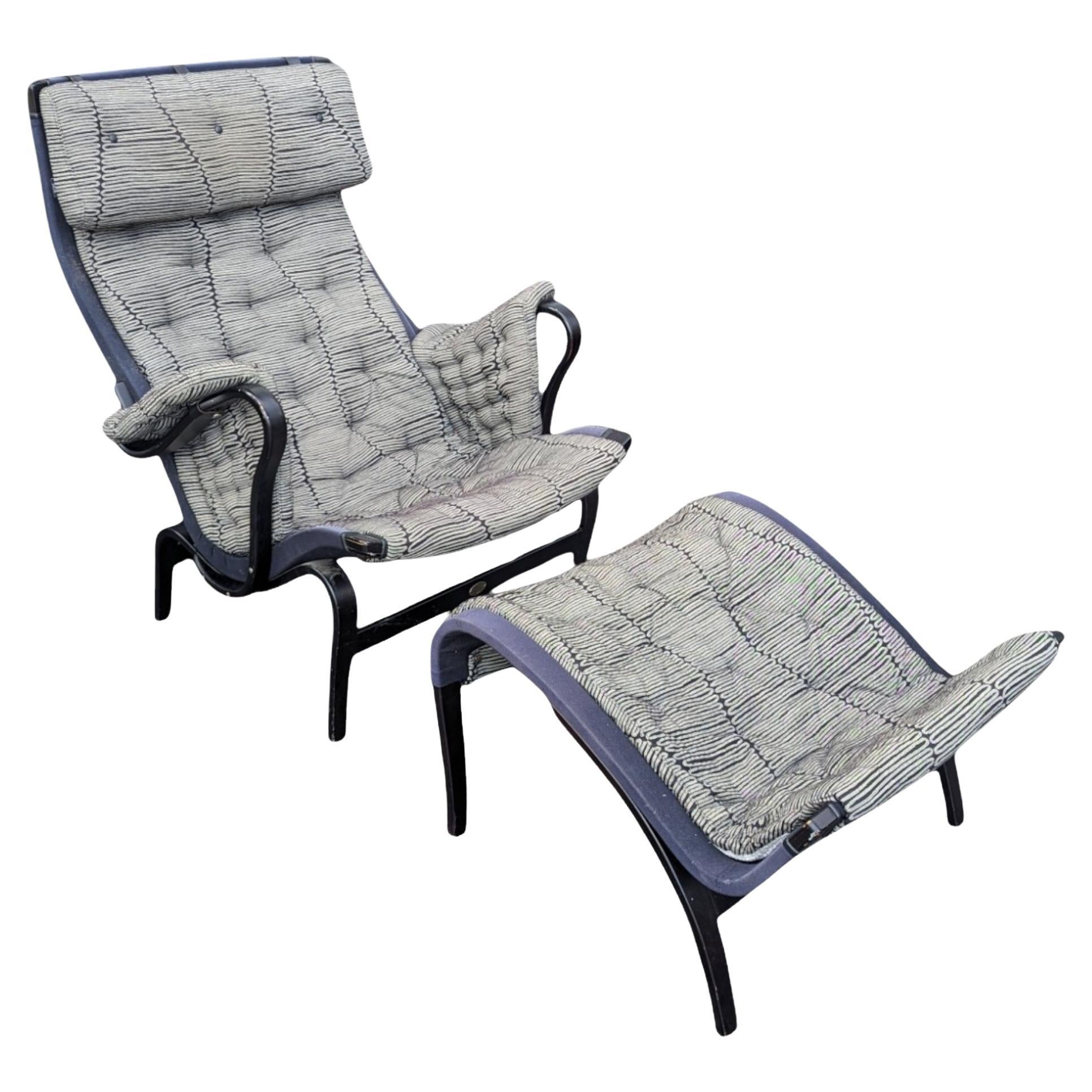 Pernilla Lounge Chair with Ottoman Anniversary Edition Bruno Mathsson by Dux For Sale