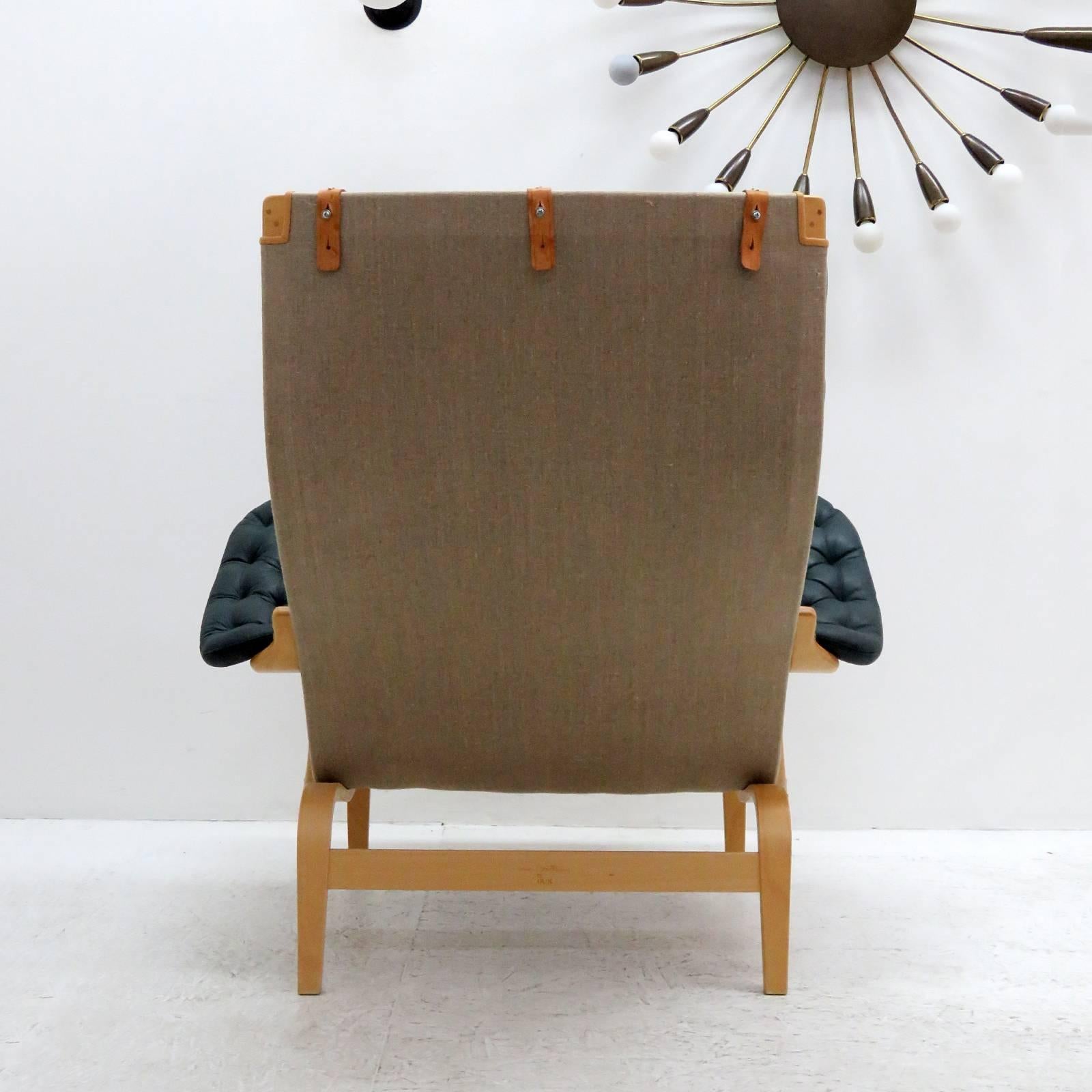 Swedish Pernilla Lounge Chair with Ottoman by Bruno Mathsson for DUX