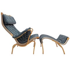 Pernilla Lounge Chair with Ottoman by Bruno Mathsson for DUX