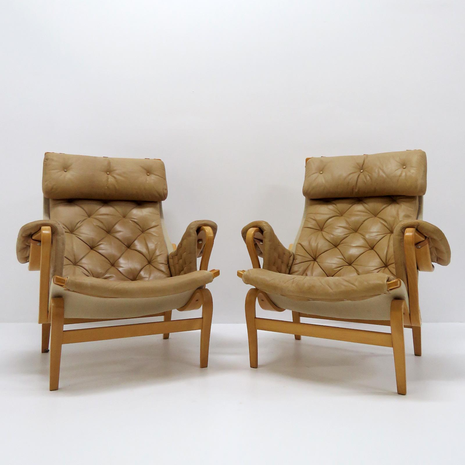 Canvas Pernilla Lounge Chairs by Bruno Mathsson for DUX