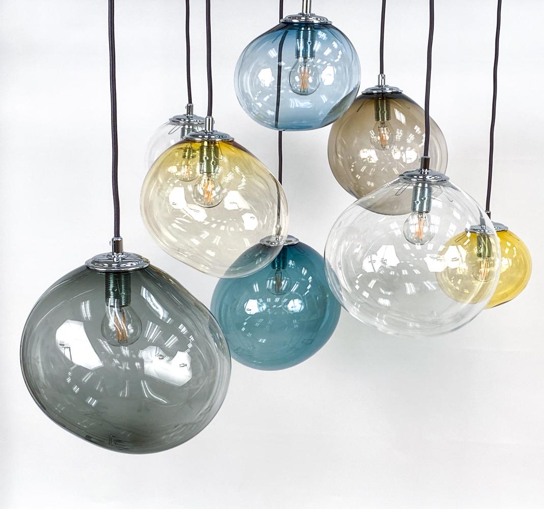 Lampes à suspension danoises modernes en verre d'art Sky de style Pernille Bulow Excellent état - En vente à Norwalk, CT