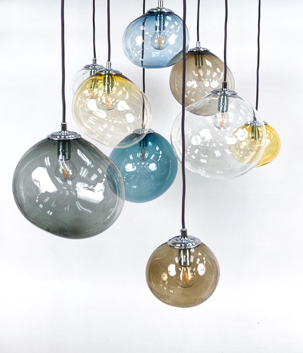 XXIe siècle et contemporain Lampes à suspension danoises modernes en verre d'art Sky de style Pernille Bulow en vente