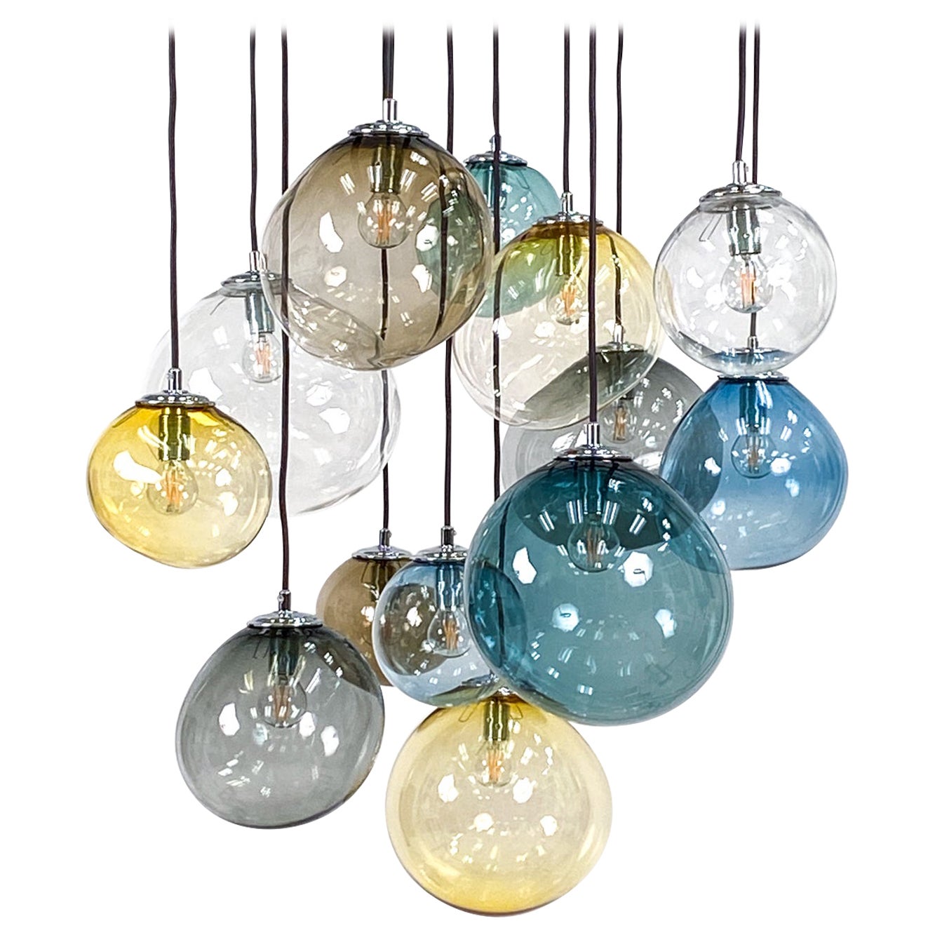 Lampade a sospensione in vetro artistico "Sky" di Pernille Bulow, moderne e danesi