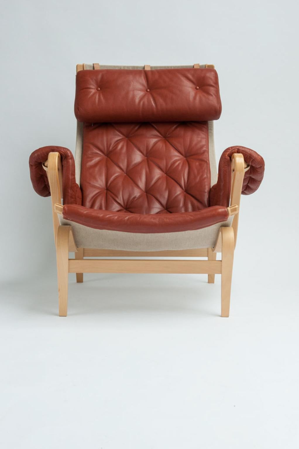 Swedish Pernille Lounge Chair and Ottoman by Bruno Mathsson