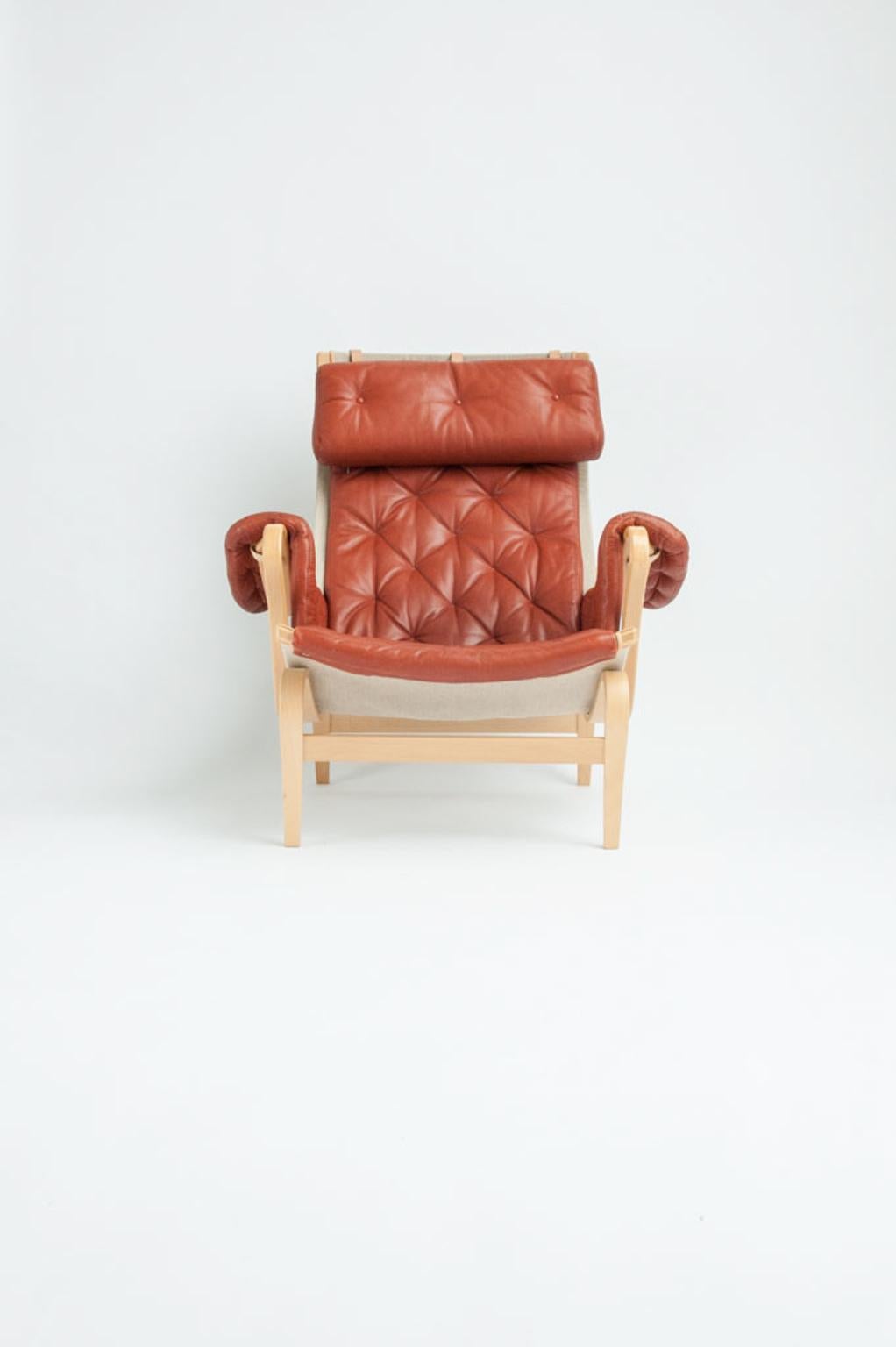 Mid-20th Century Pernille Lounge Chair and Ottoman by Bruno Mathsson