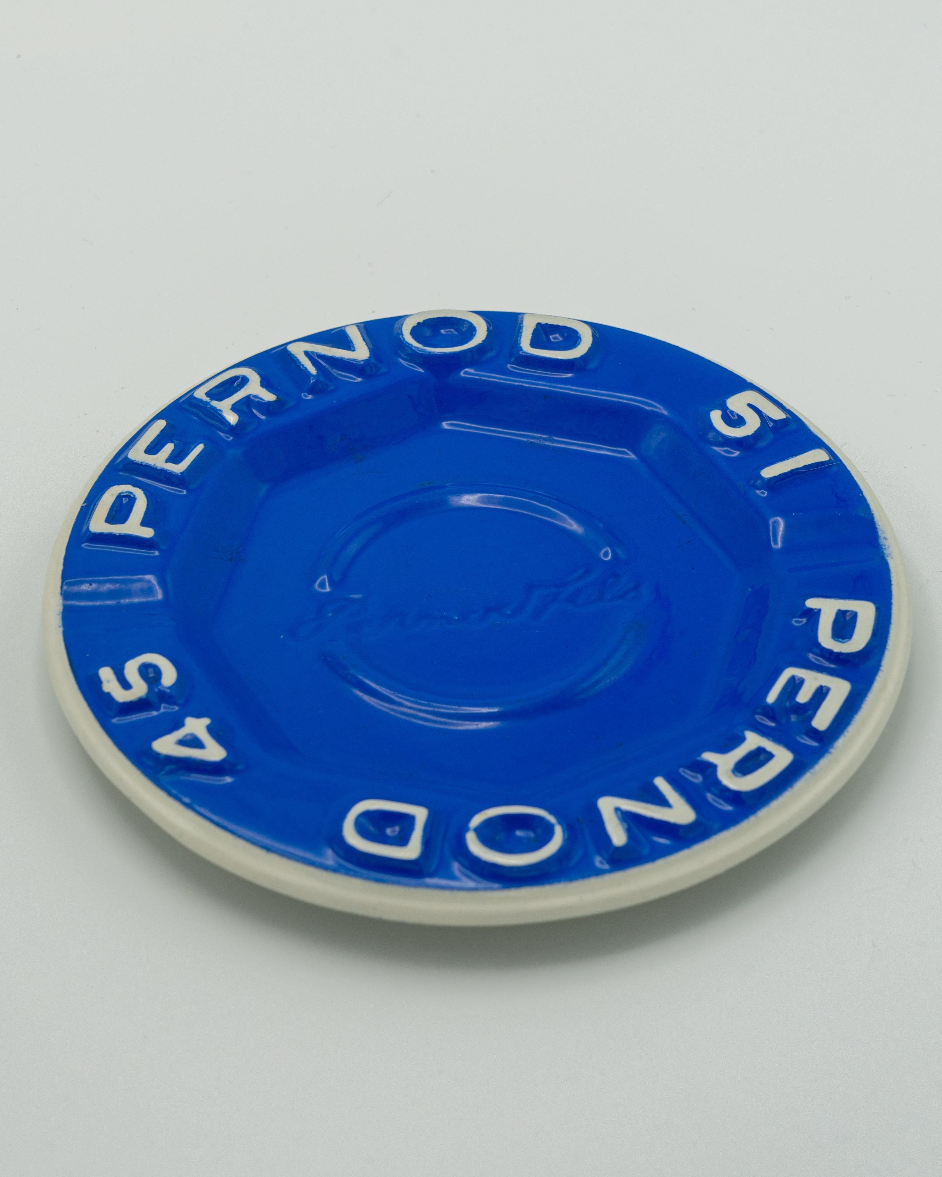 Mid-Century Modern Pernod Ceramic Ashtray or Vide-Poche, Cobalt Blue by Moulin des Loups, 1950s