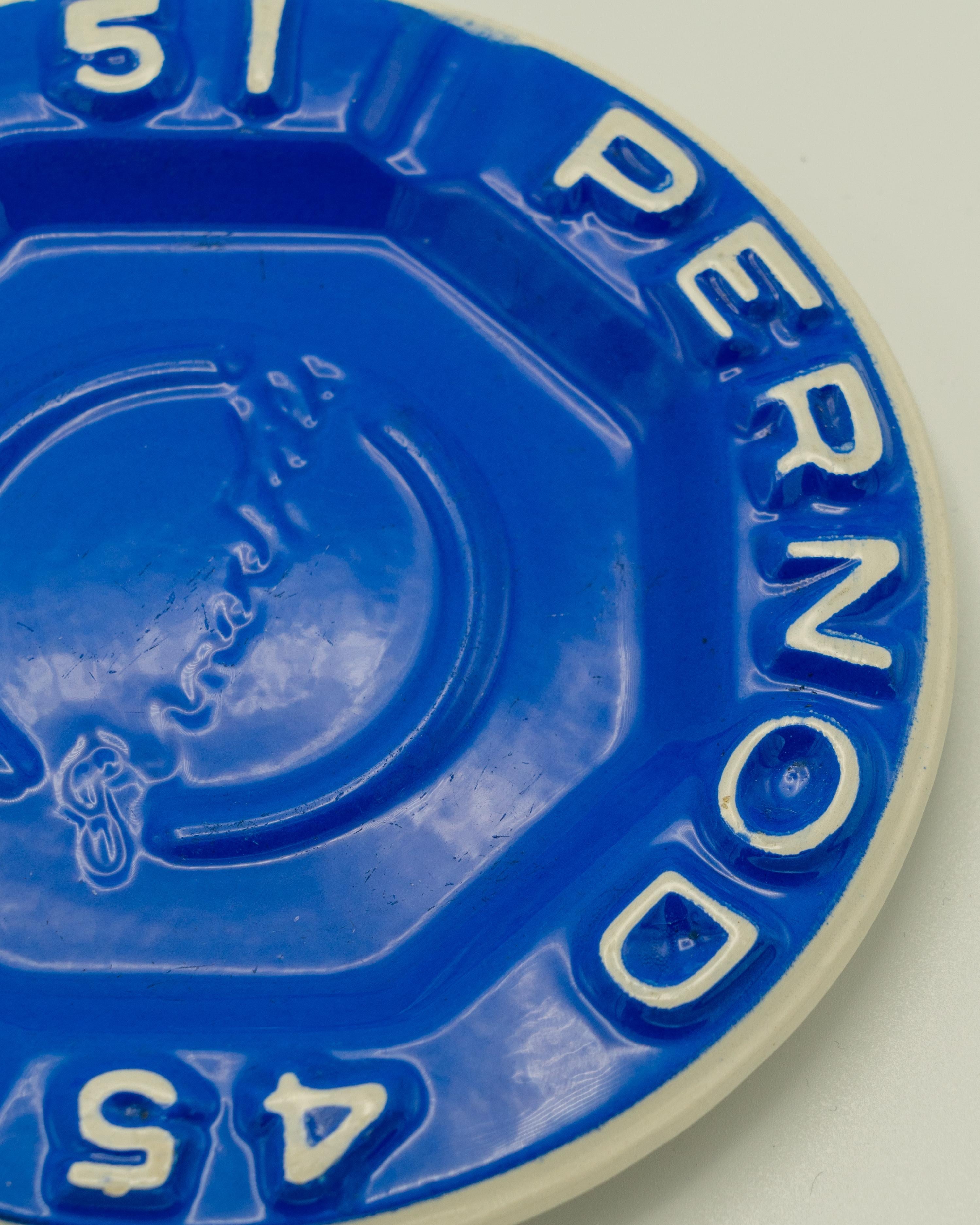 Pernod Ceramic Ashtray or Vide-Poche, Cobalt Blue by Moulin des Loups, 1950s 1