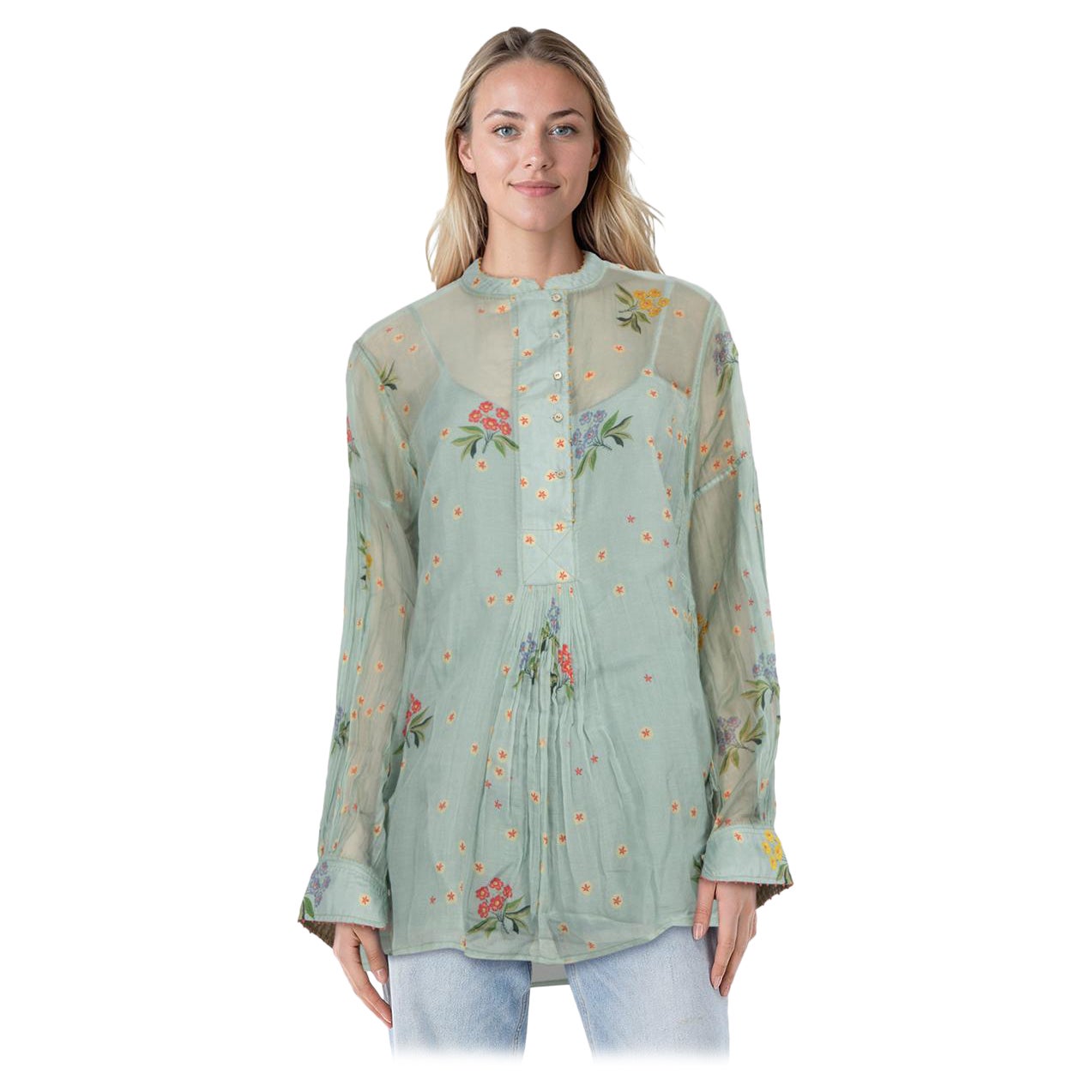 Péro Floral Print Silk Knot Blouse Size L