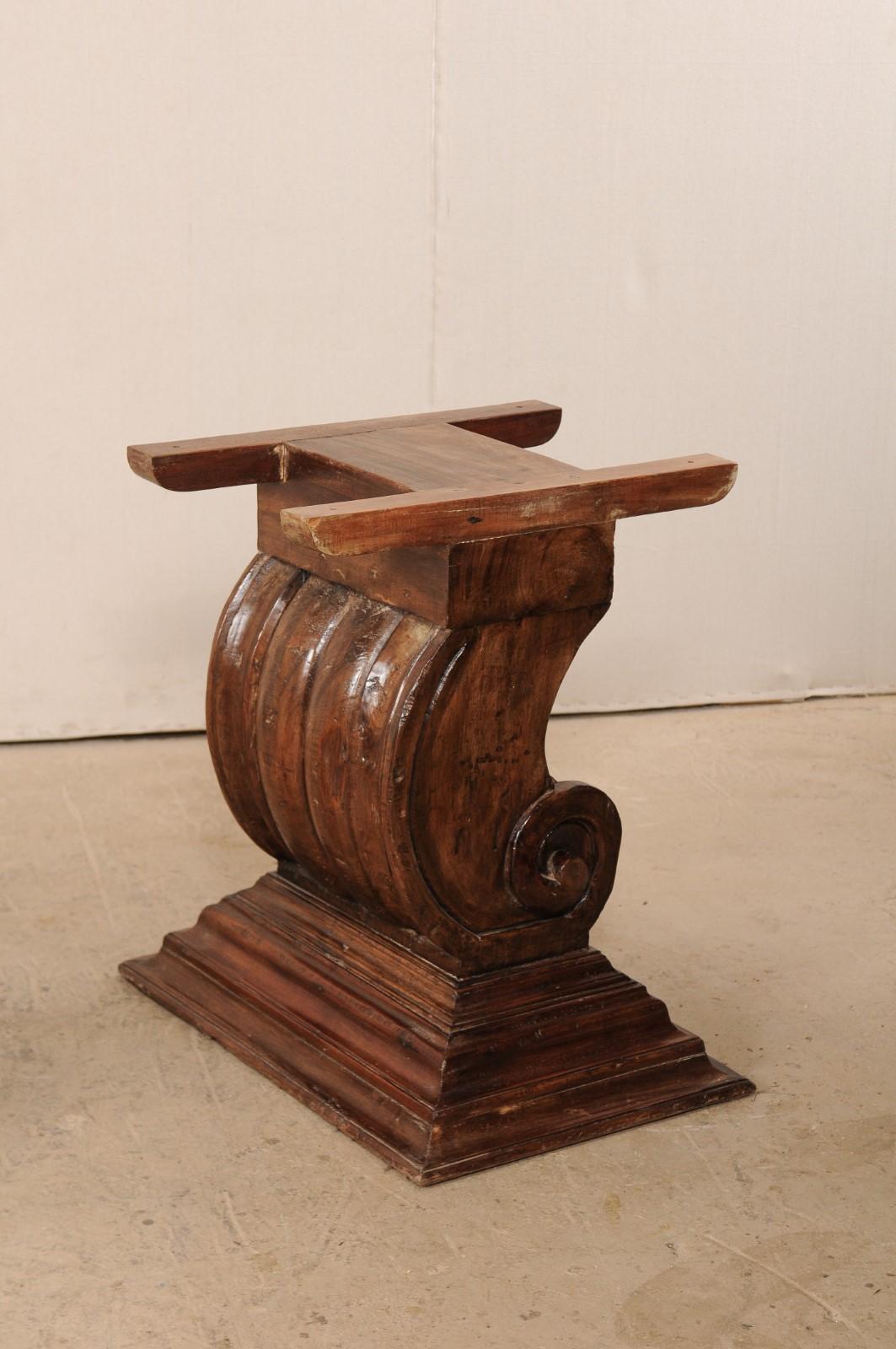 A Peroba Wood Dining or Conference Table w/ Fabulously Thick Carved Scroll Bases For Sale 3