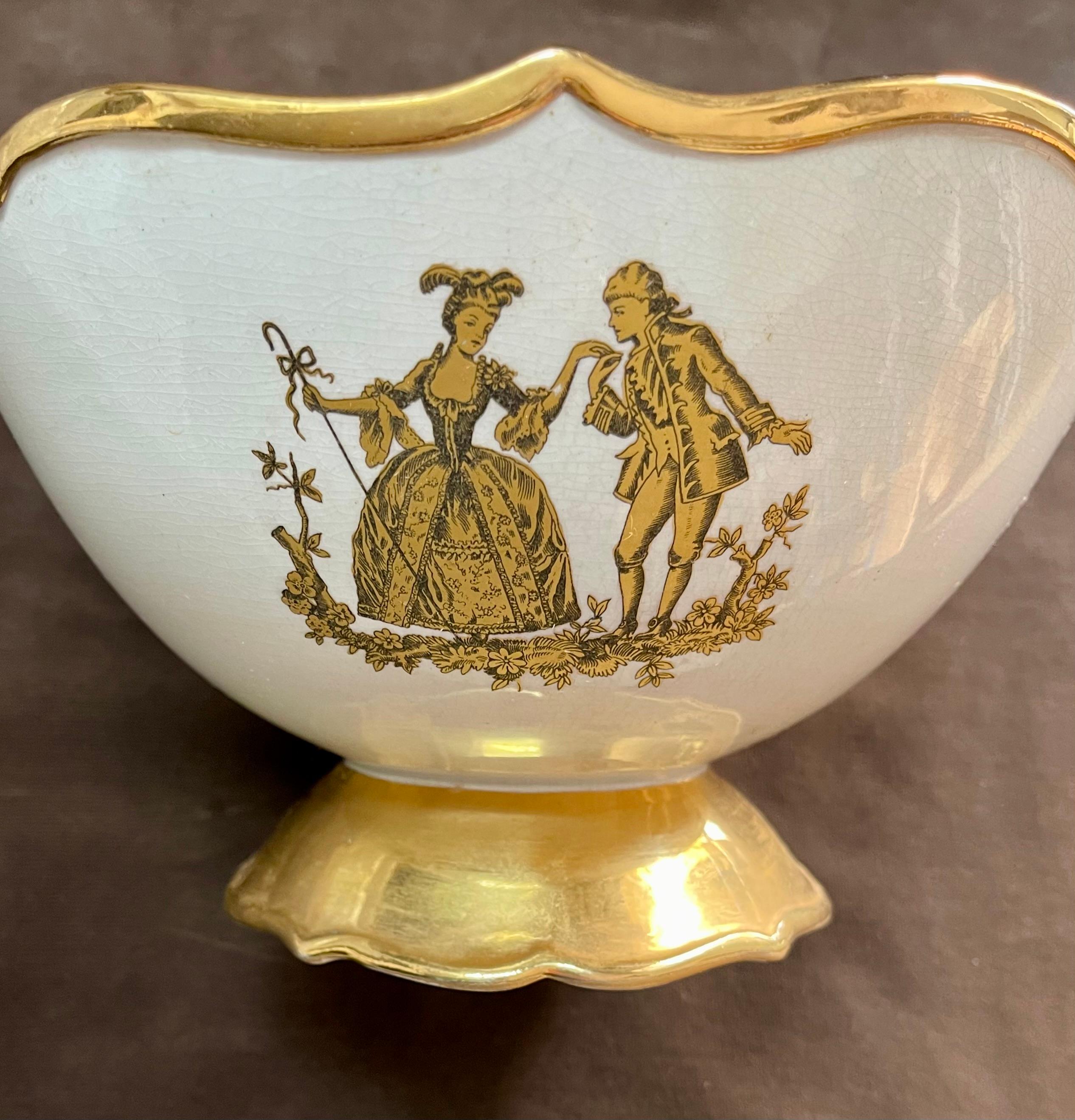 Taza de porcelana blanca y dorada firmada por Perod en Bueno estado para la venta en Roma, IT