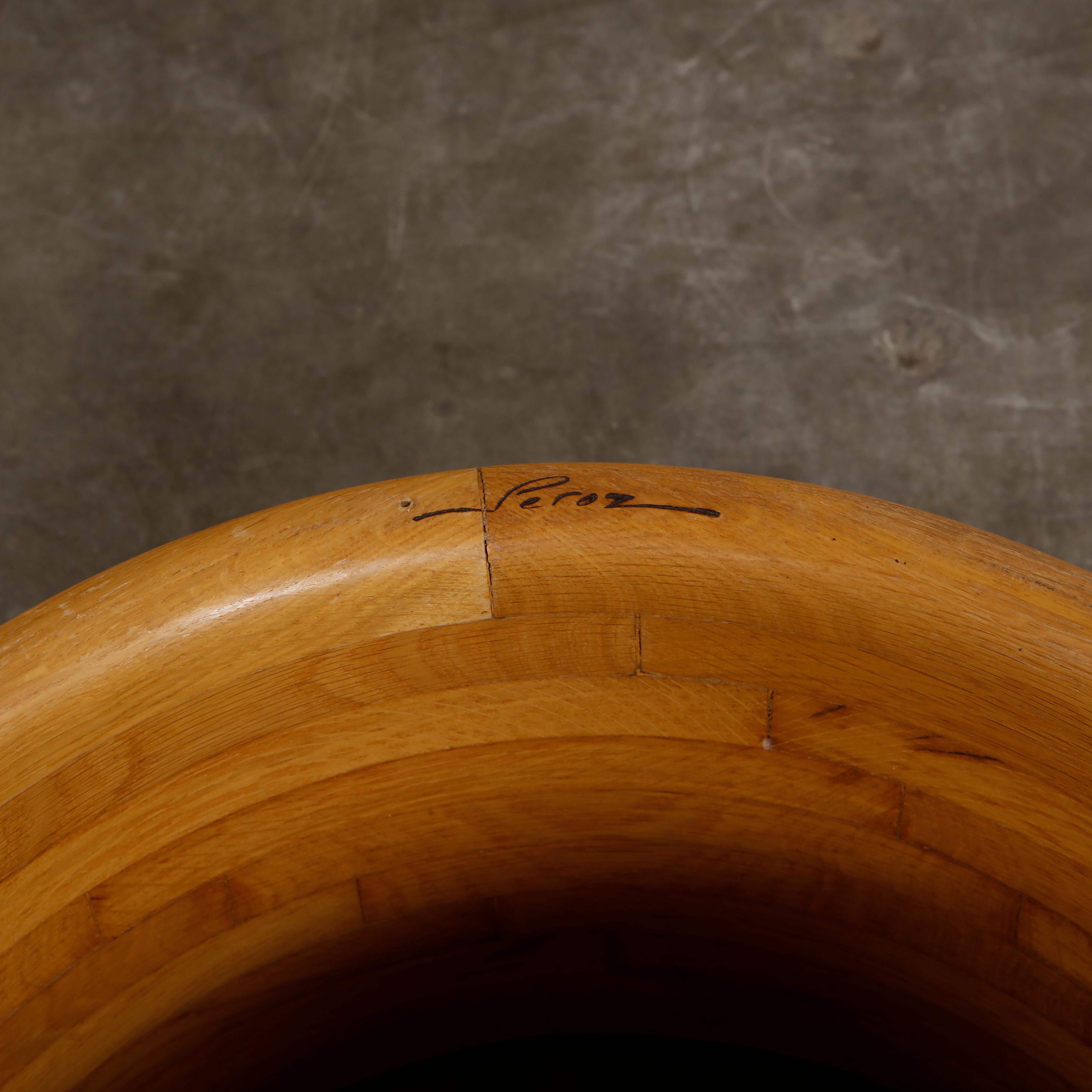 Peroz, Mesa de centro de cristal y madera, años 70 finales del siglo XX en venta