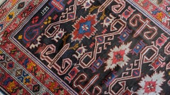 Perpedil Kazak with Tones of Ochre, Hot Pink, Navy, Cherry and Khaki c.1910