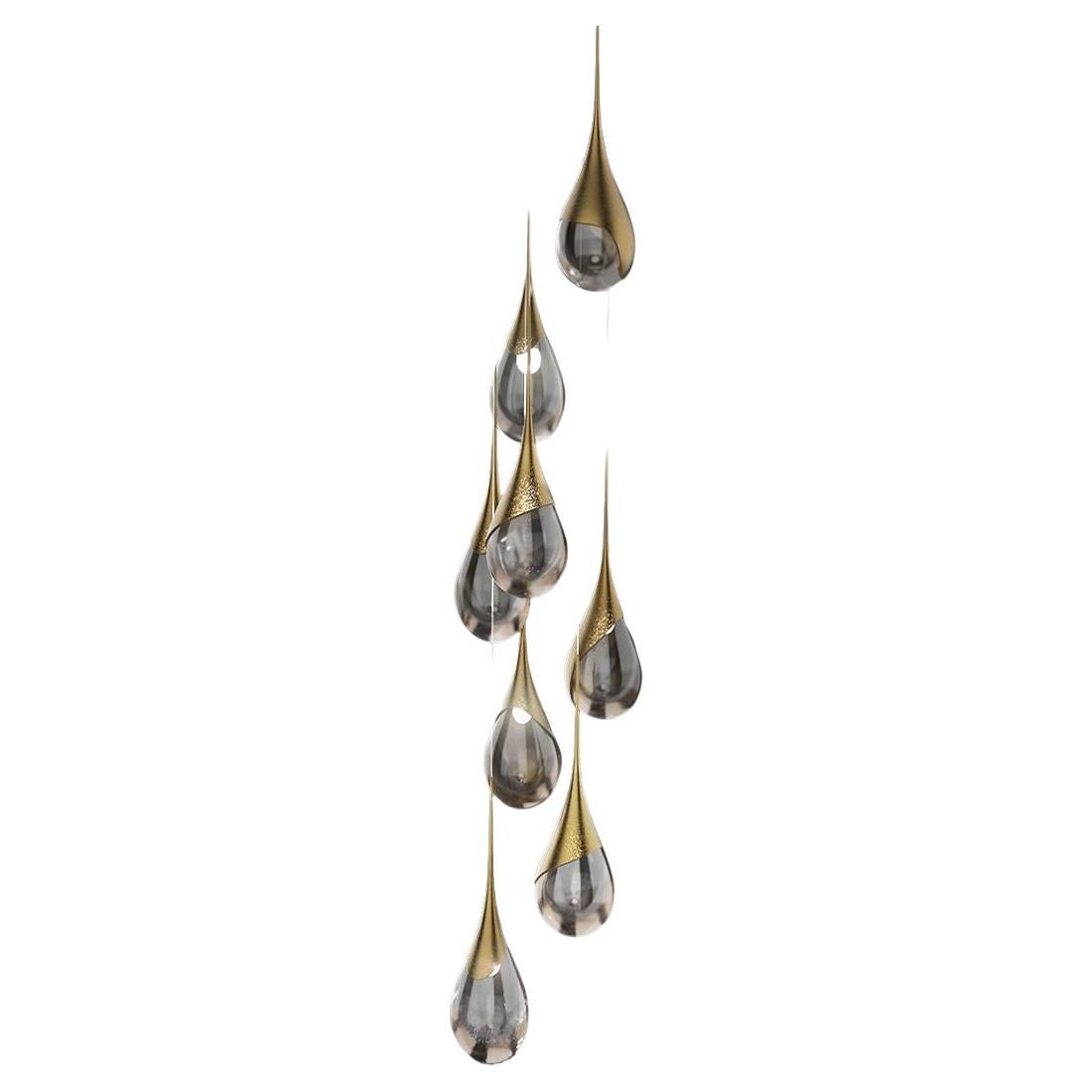 Perpetua 10 Lights Brass Suspension Natural Finish For Sale