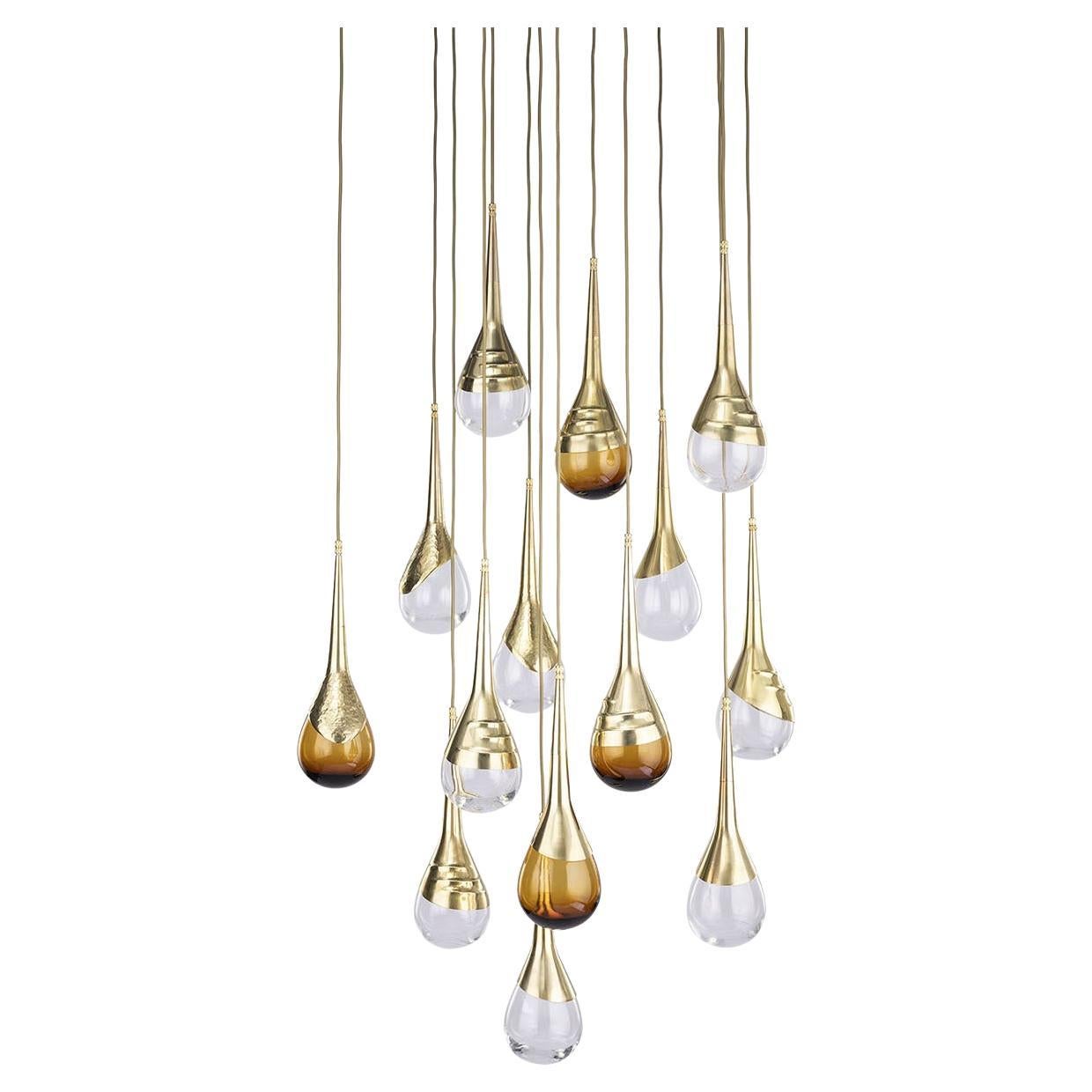 Lampadario in ottone Perpetua di Bronzetto