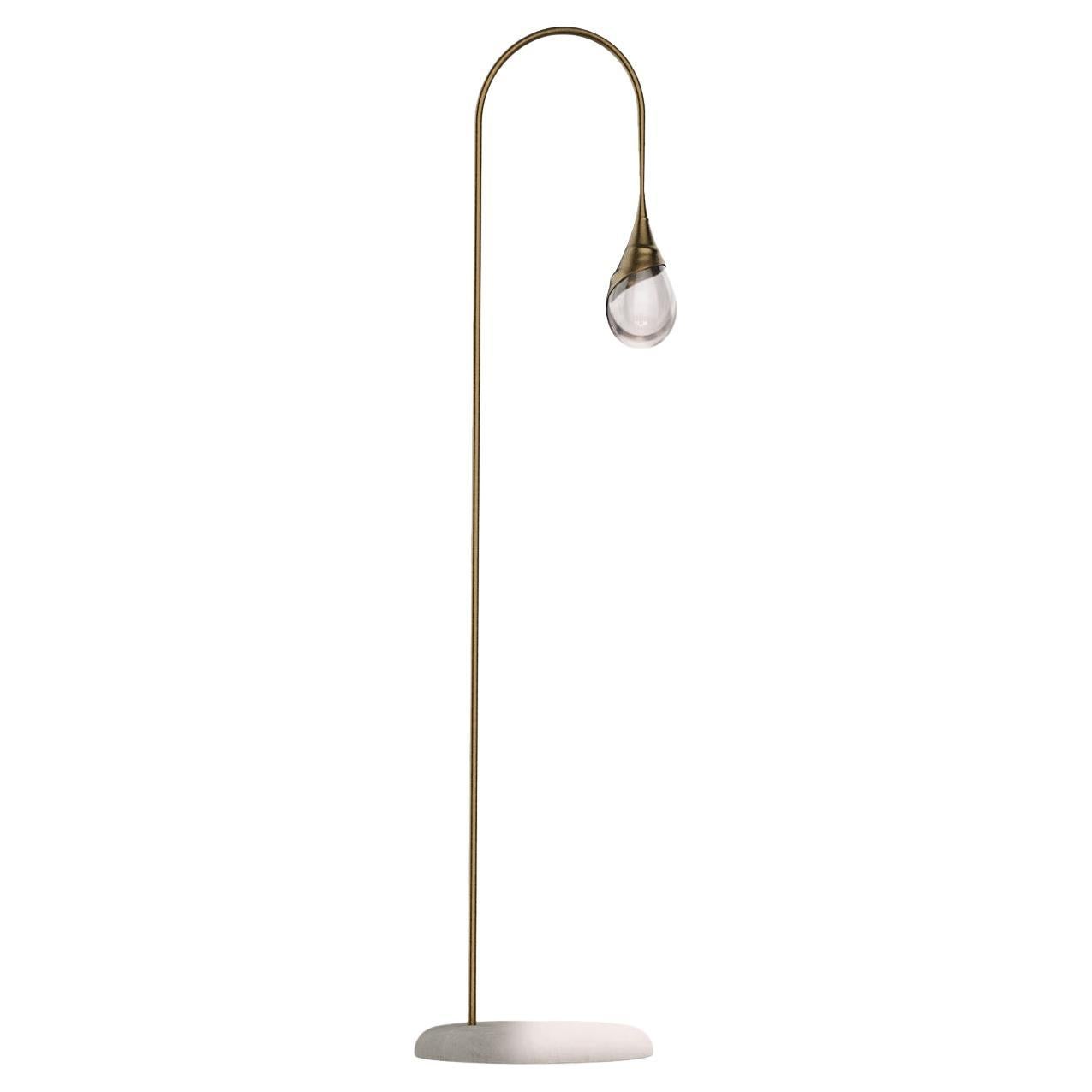 Lampada da terra Perpetua in ottone e vetro soffiato di Valeria Giuva in vendita