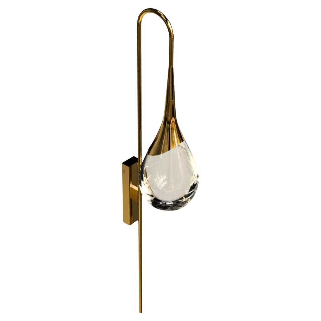 Perpetua Smooth Texture Brass Wall Lamp Natural Finish For Sale