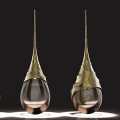 Perpetua Travertino Base and Shelf Floor Lamp, Embossed & Natural Brass Finish