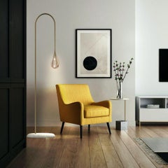 Perpetua Travertino Base Floor Lamp, Embossed & Natural Brass Finish