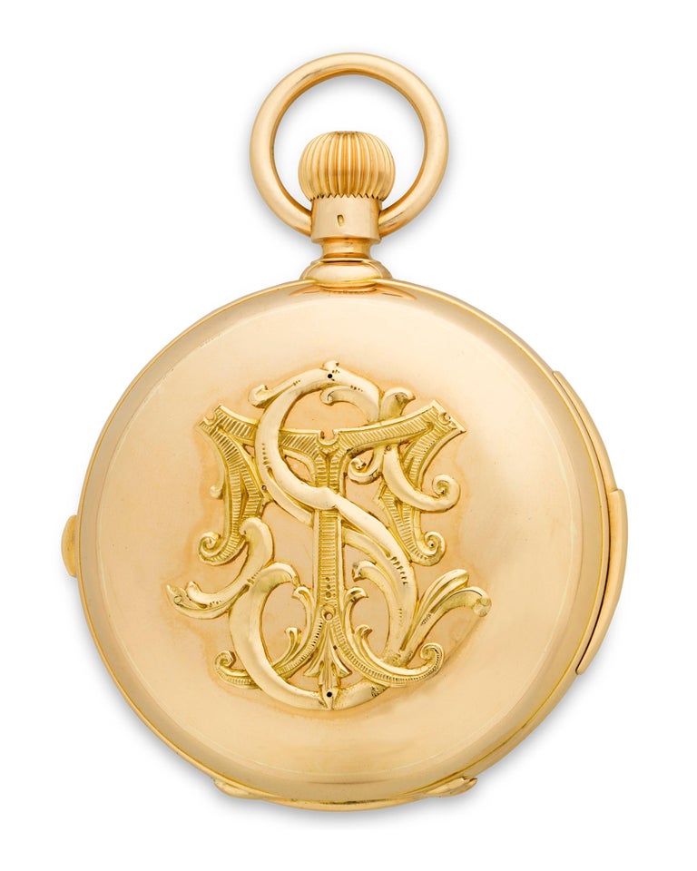 Perpetual Calendar Chronograph Pocket Watch by Redard and Co. For Sale