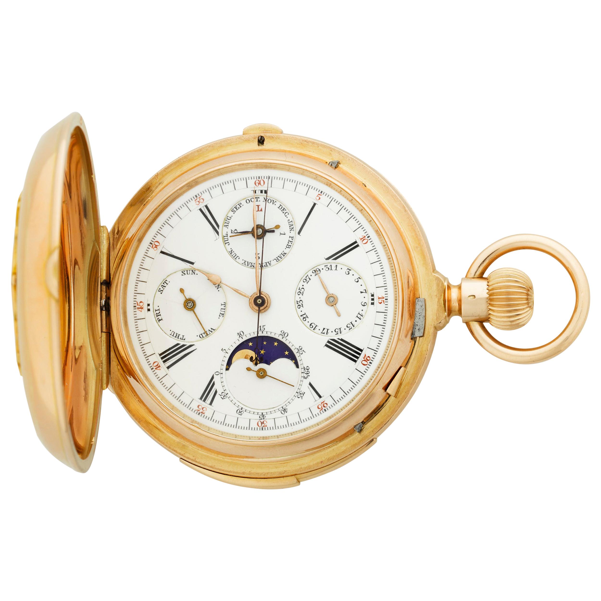 Perpetual Calendar Chronograph Pocket Watch by Redard and Co. For Sale at  1stDibs