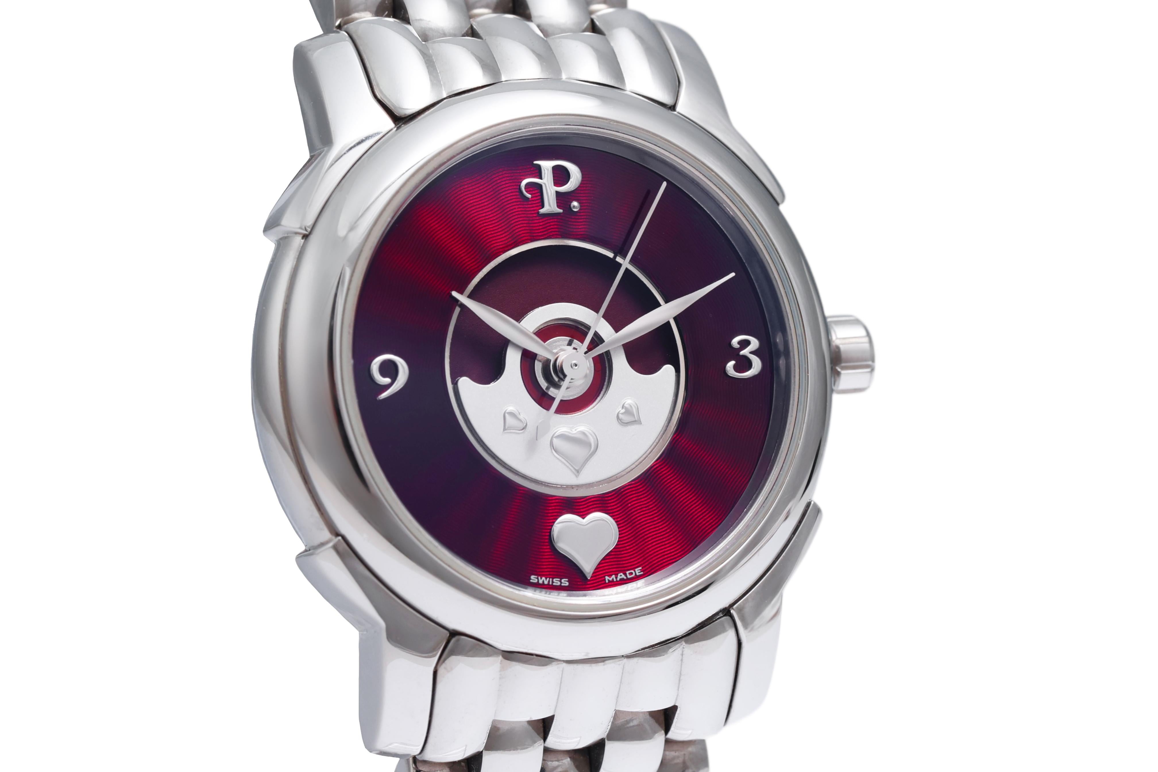PERRELET LADY COEUR BRAND NEW IN BOX WITH WARRANTY PAPERS

MOVEMENT: mechanical with automatic winding, Perrelet Caliber DH 95, base caliber ETA 2892-A2, with patented double rotor system for improved performance of the winding mechanism with the