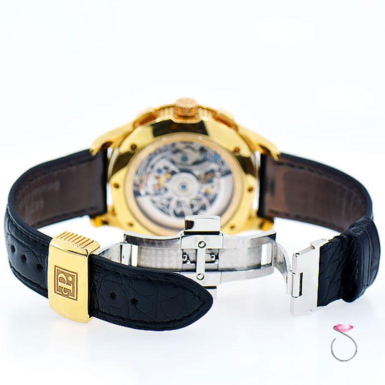 Perrelet Roségold Diamant Dual Time Chronograph Automatik-Armbanduhr 3