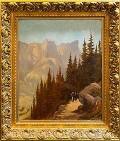 "Pines and Mountains" by Perrenoud - Oil on Masonite - 45.5x38 cm